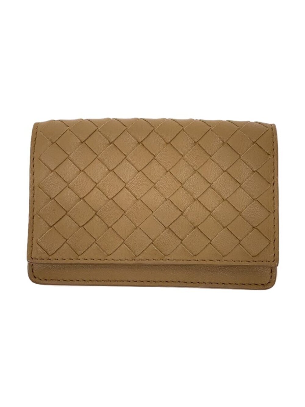 BOTTEGA VENETA Card Case Wallet Leather Beige Cream
